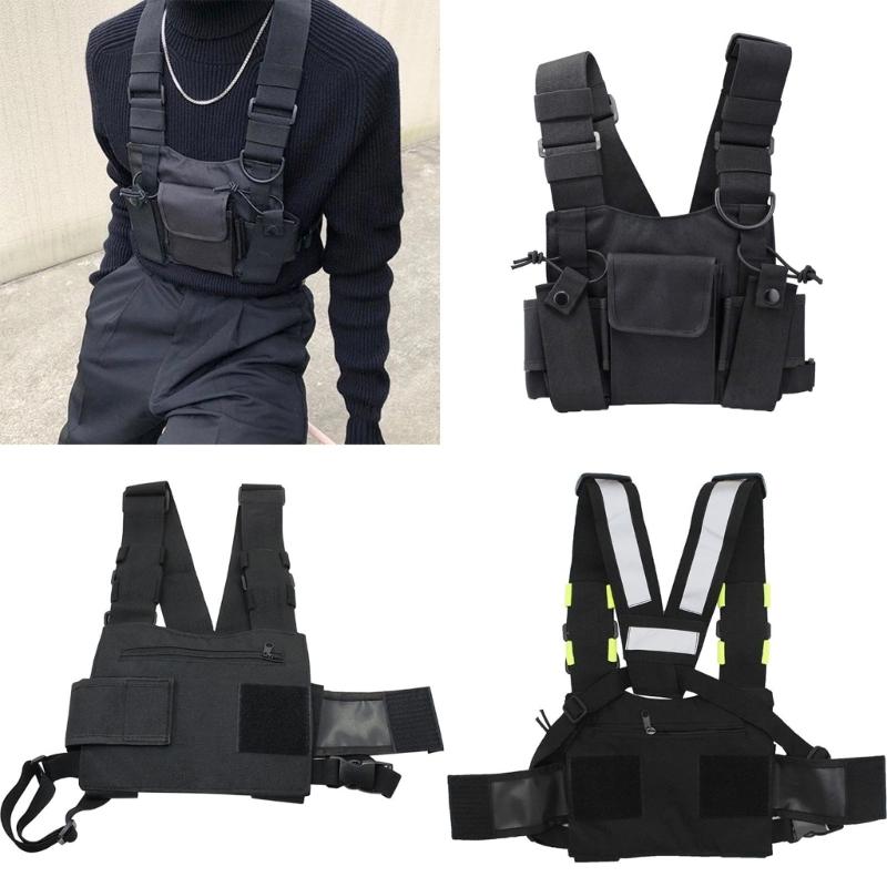 Talkies Front Pouch Two Way Radio Shoulder Holsters Tactical Chest Harness Holder Bag Universal Radio Accessories