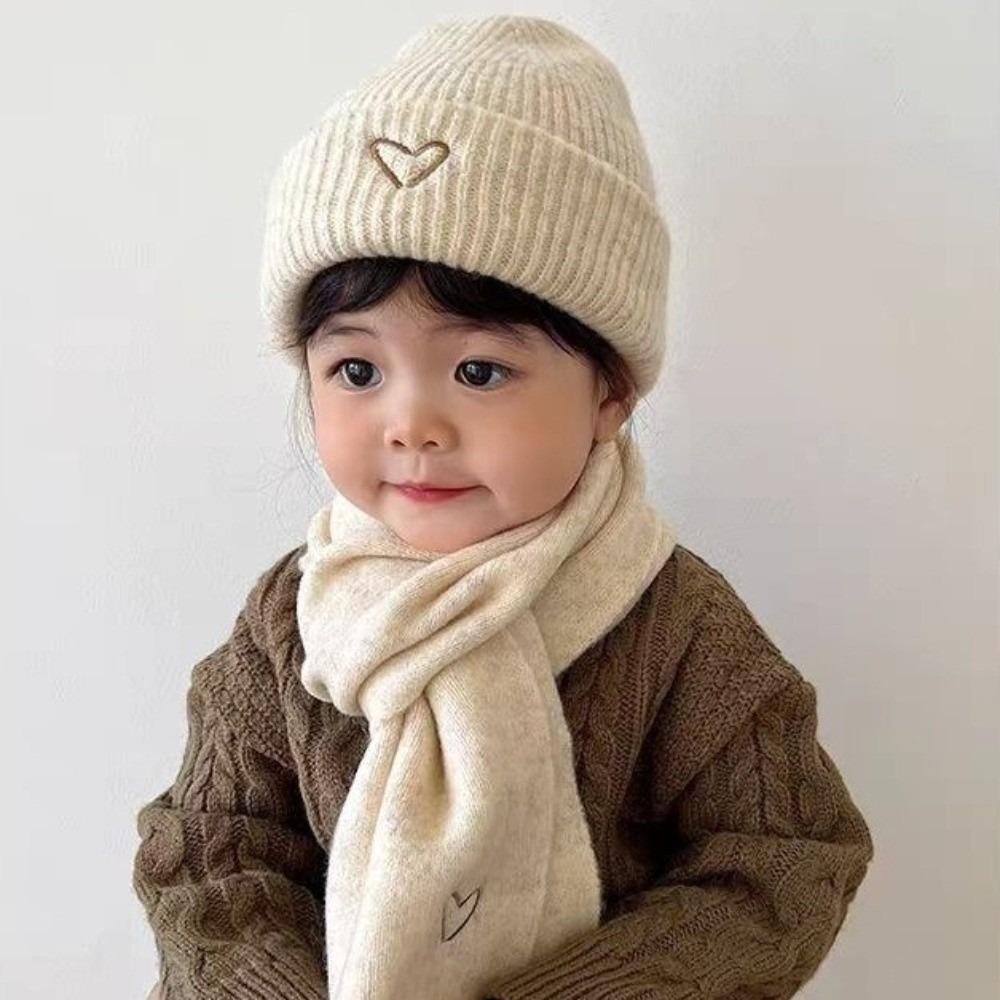 Solid Color Crochet Warm Beanie Cap Thickened Winter Pullover Cap Neck Cover Neck Warmer Set  Ski