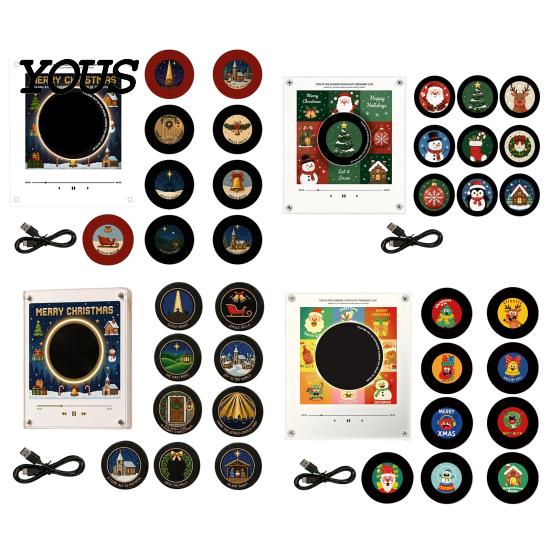 Customizable Audio Message Player Programmable Vinyl Record Fridge Magnet with 9 NFC Music Records, Retro Aesthetic Magnetic Personalized Sound