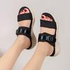 Summer Women Beach 2cm Platform 5cm High Heels Slides Lady Wedges Lightweight Slippers Female Casual Barefoot Chunky Blue Shoes