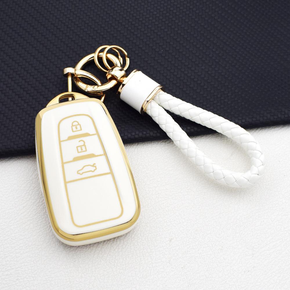 3 Buttons Tpu Anti-Scratch Car Key Case Cover For Toyota Camry Chr Corolla Rav4 Avalon Prado Prius - Key Chain Key Rings