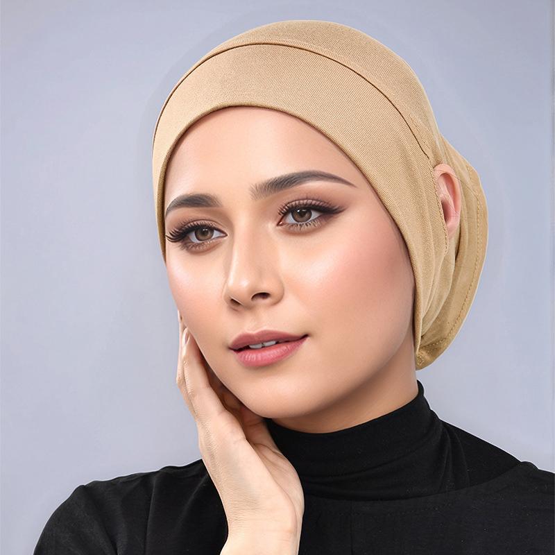 Cotton Modal Hijab Scarf Under Cap with Ear Hole Hijab Muslim Hijab Inner Scarf Lady Bandanas Turbante Mujer Hat Soft Hijab