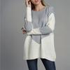 Women's Temperament Loose Round Neck Stitching Knitted Long-sleeved Sweater