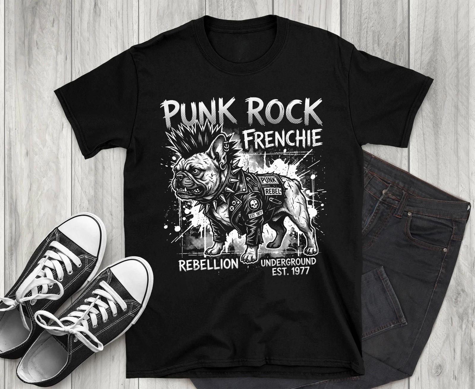 Punk Rock Frenchie T-Shirt, Rebel French Bulldog Tee, Edgy Dog Lover S