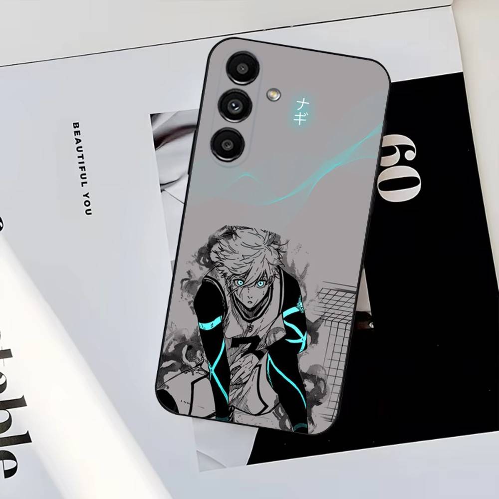 Anime B-Blue L-Lock Phone Case For Samsung S25,S24,S23,S22,S21,S20,S10,Ultra,Plus,Lite,FE,Soft Silicone Black Cover