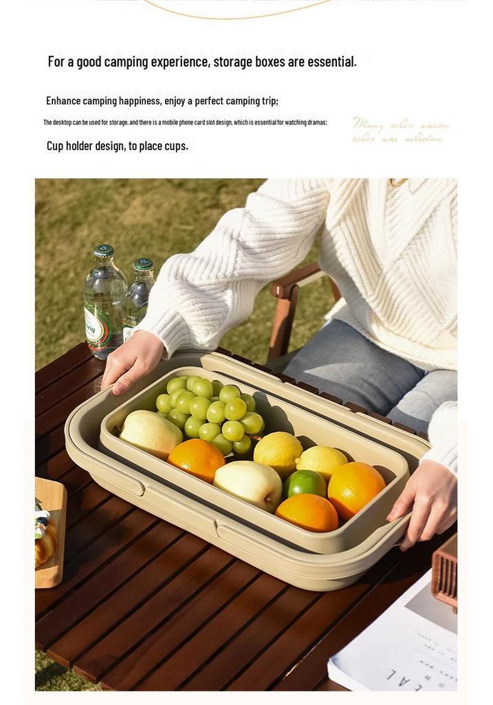 Portable Folding Picnic Basket with Large Capacity for Outdoor Camping and Car Trunk Storage