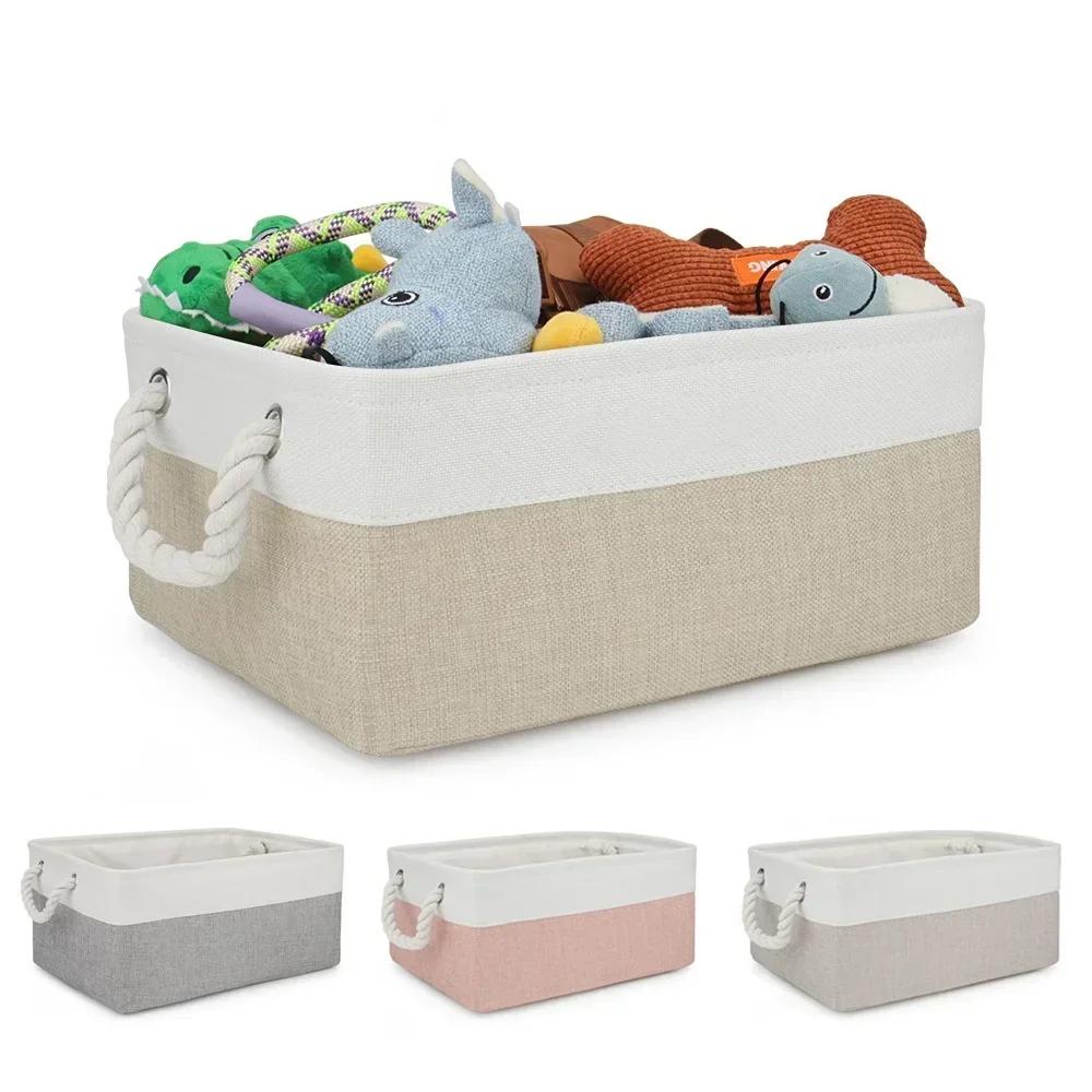 Large Capacity Sundries Sorting Box Splicing Folding Linen Storage Basket with Rope Handle for Baby Toy Clothing Socks Organizer
