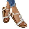 Women Flat Sandals Summer Casual Bohemian Style Elastic Backstrap Beach Shoes Lightweight Comfortable Walking Footwear