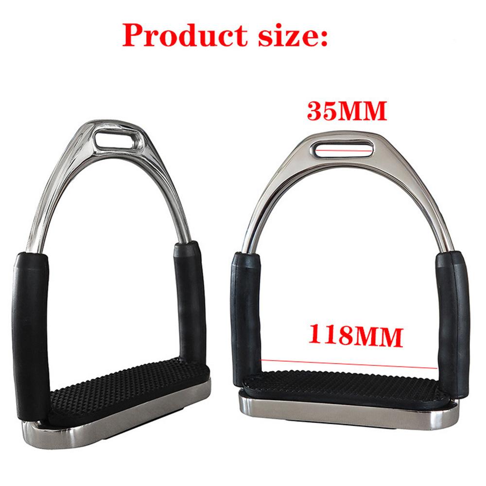 Horse Riding Safety Flexible Stirrups Polish Stainless Steel W/ Black Rubber Pad