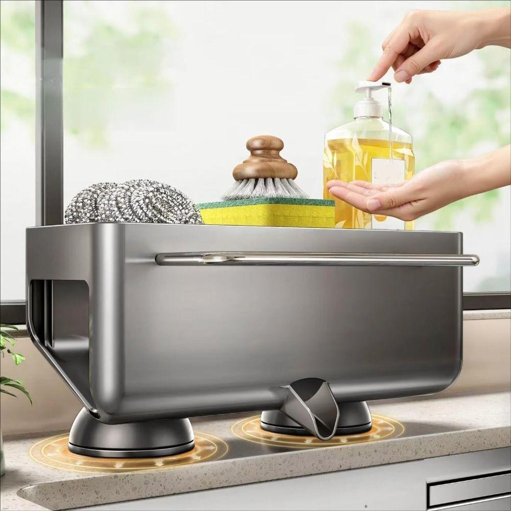 Carbon Steel Sink Storage Rack Punch Free Dishcloth Drying Rack Sink Drain Basket Dish Soap