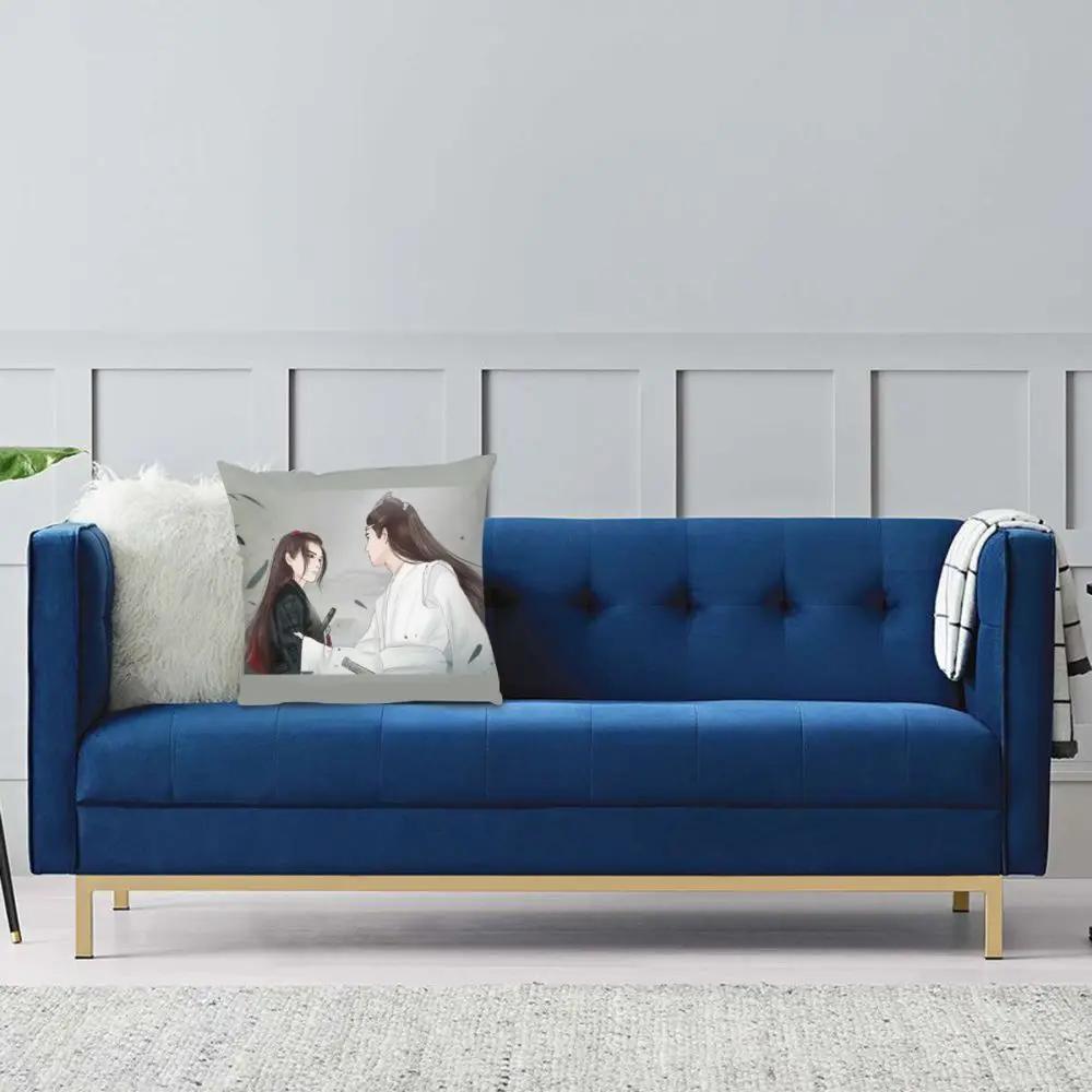 Den Otämjda Wuxian Lanzhan Fyrkantig Kuddfodral Pläd Kudde Lan Wangji Kuddfodral