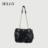 Woman's Bag French One Shoulder Magnetic Buckle Versatile Fashion Crossbody Underarm Black Chain