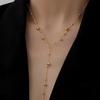 Trendy Women's Titanium Steel Tassel Necklace with Round Beads - Versatile Clavicle Chain Jewelry