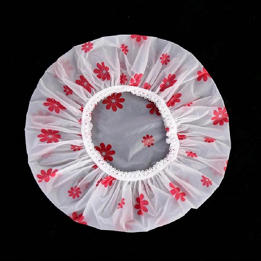 5 Pieces Waterproof Shower Caps, Women's Home Bath Oil/Smoke-Proof Hair-Care Shower Caps, Hair Drying Caps