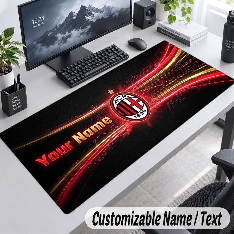 Custom Name Text Mouse Pad AC Milan Personalized Desk Pad For Work And Gaming