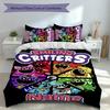 Set Biancheria da Letto 3 Pezzi Critters Sorridenti con Nome Personalizzato, Include 1 Copripiumino e 2 Federe, Arredo Camera da Letto per Tutte le Stagioni