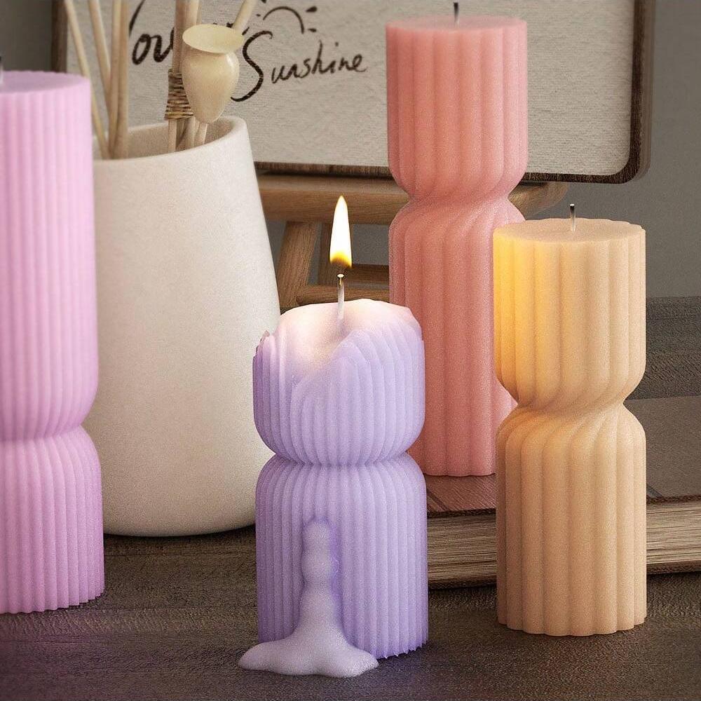 3D Cylindrisk Ljus Silikonform i Nordisk Stil Aromaljus Tillverkning DIY Gips Harts Hantverk Gjutformar Hem Bordsdekor