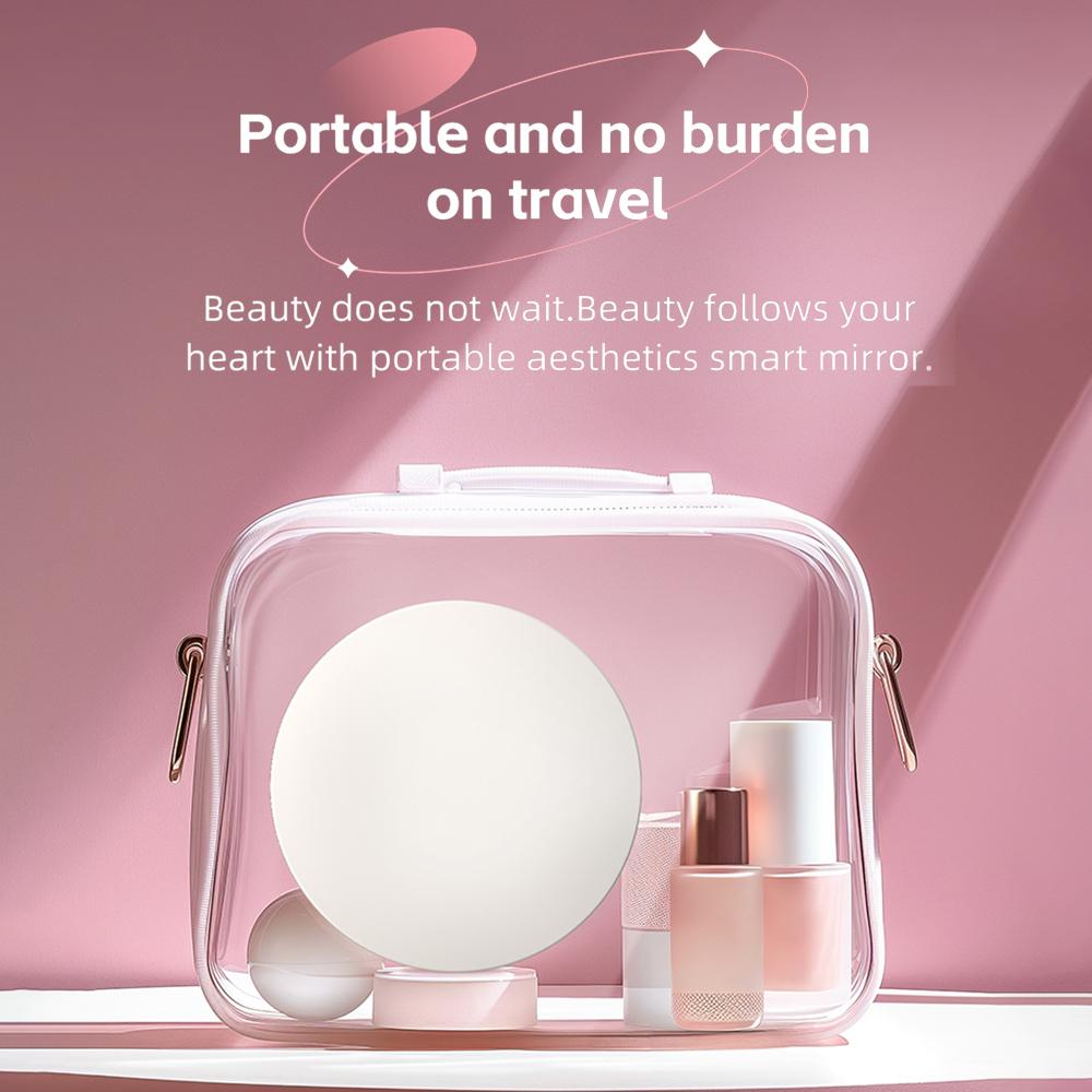 Smart Sunscreen UV Mirror with UV Camera for Sunscreen Test LED Fill Light 3 Light Mode Travel Makeup Mirror Handheld Make Up Mi