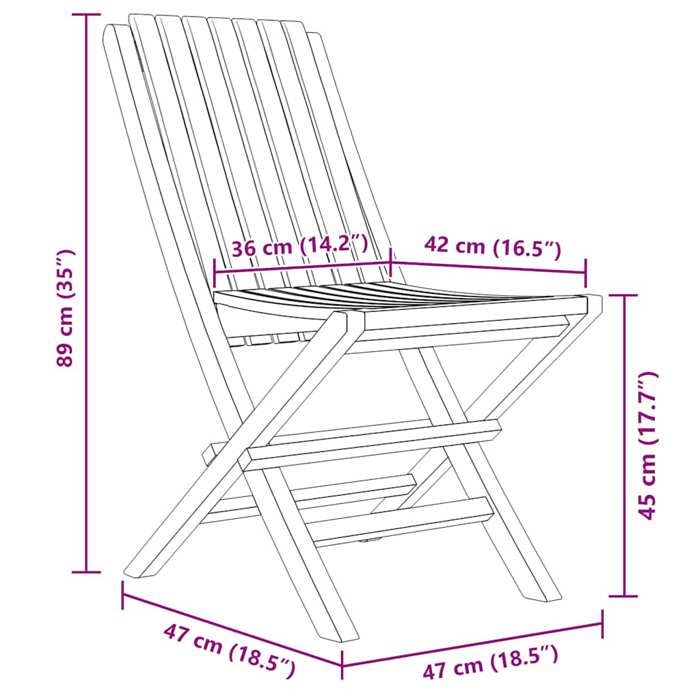 VidaXL Folding Garden Chairs 4 Pcs 47x47x89 Cm Solid Teak Wood 3155052