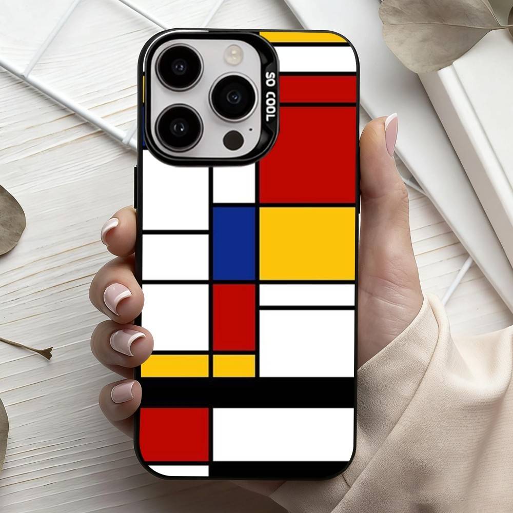 Grid T-TOPLBPCS M-Mondrian  Phone Case For iPhone17,16,15,14,13,12,11 Plus,Pro Max Black Candy silver phone case