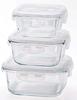 Adelia Cook Lock Square Food Storage Glass with Set of Microwave Safe Containers, Heat-Resistant 4-Sided Lock, 500ml, 2,