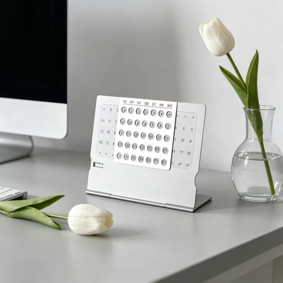 Perpetual Calendar Ultra-Light 1.4oz Aluminum Alloy Manual Adjustable Monthly Desk Calendar