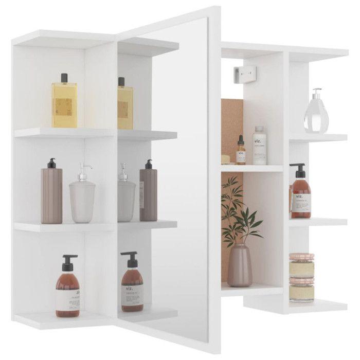 VidaXL Armoire à miroir de salle de bain Blanc Bois d’ingénierie 802606
