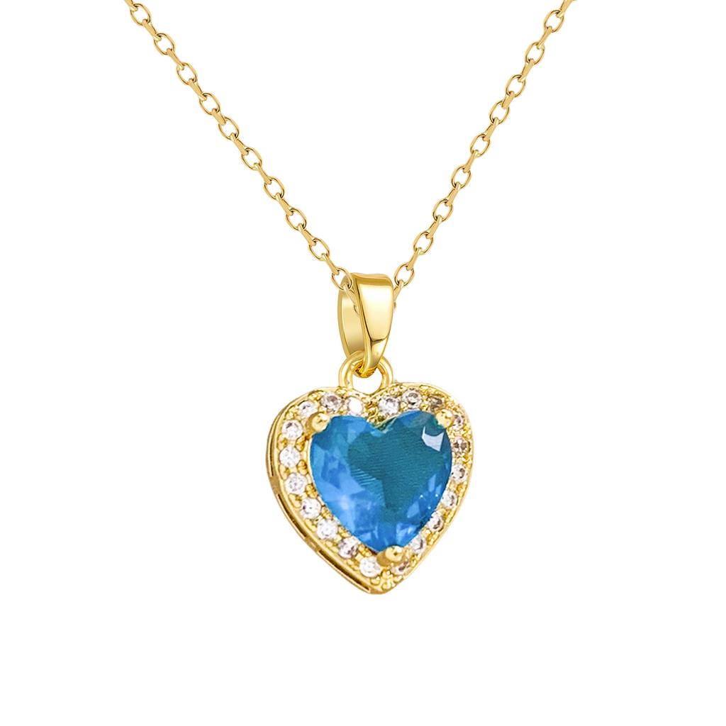 Elegant Classic Heart of the Ocean Necklace for Women, Stylish Gold Tone, Tarnish-Resistant Titanium Steel Zircon Necklace