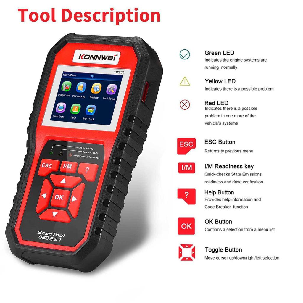 Konnwei KW850 OBD2 diagnostic scanner tester