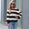 Vintage-Mode Eleganter lässiger Herbst- und Winter-Lazy Wind-Langarm-Streifenpullover für Damen