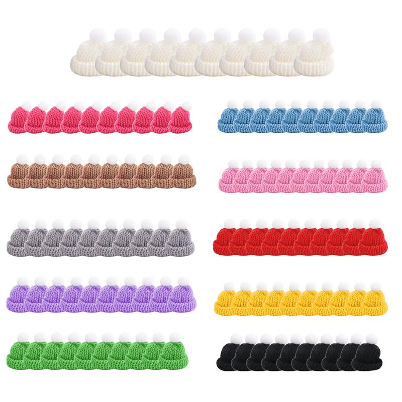A96I-110PCS Mini Knitting Hats Mini Wool Hat For Christmas Ornaments DIY Art And Craft