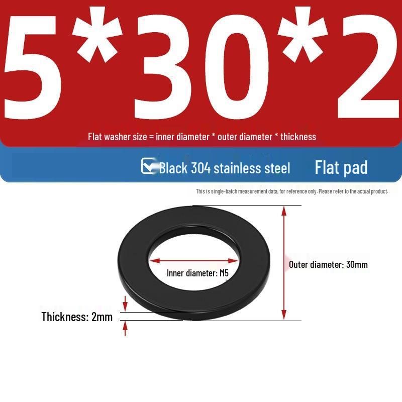 Ultra-Thin Black Zinc-Plated Stainless Steel Flat Washer (M2-M20)