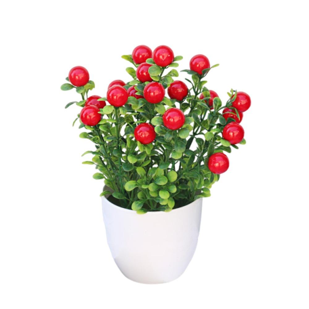 

Multicolor Artificial Fruits Bonsai Pomegranate Lemon Orange Peach Strawberry Desktop Ornament Photo Props Green Leaves