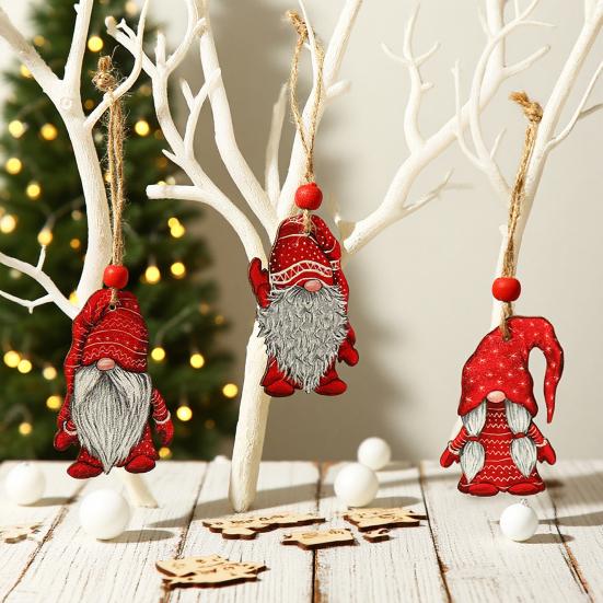 9Pcs Wooden Christmas Tree Hanging Decorations Handmade Elf Gnome Doll Ornaments Xmas Tree Home Holiday Decor