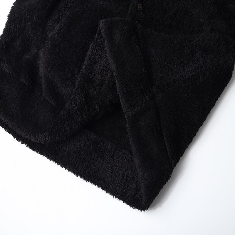 Herrvinterjacka i dubbelsidig fleece och lamull - Tjock, Varm, Avslappnad Lång Modell