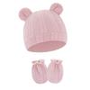 Knitted Bear Ear Earflap Hat Ear Protection Baby Hat Glove Set Fashion Children's Winter Hat  Girls