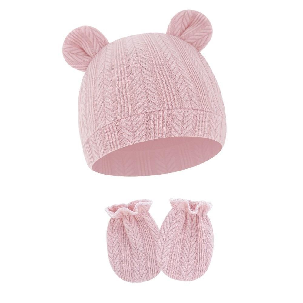 Knitted Bear Ear Earflap Hat Ear Protection Baby Hat Glove Set Fashion Children's Winter Hat  Girls