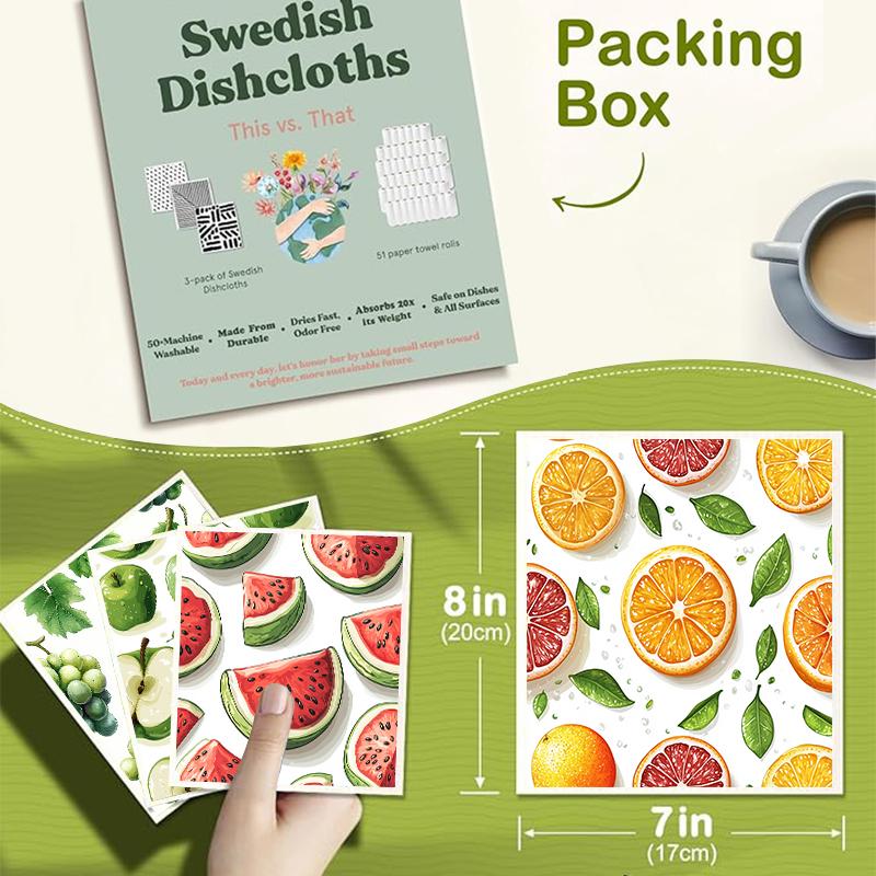 6Pcs Kitchen Swedish Dishcloths Eco-Friendly Reusable Dish Towels Absorbent Biodegradable Cleaning Wipe Soft Washable Dish Rags