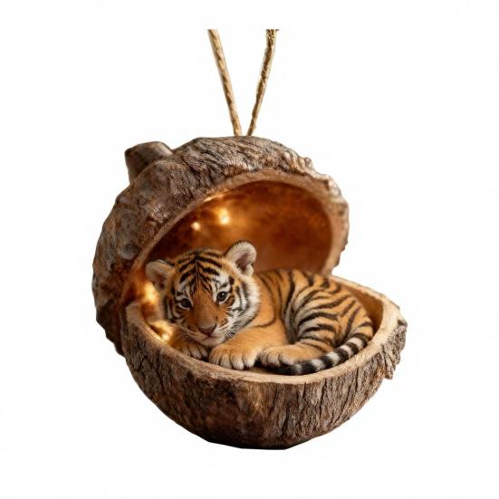 Yousheng Forest Animal Acorn Ornament 2D Acrylic Cozy Forest Christmas Ornament Woodland Creature Hanging Decoration for Xmas Tree Holiday Decor