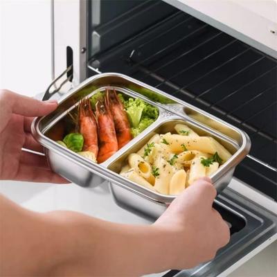 Contenitore per Cibo Diviso Contenitori per Snack Pranzo in Acciaio Inossidabile