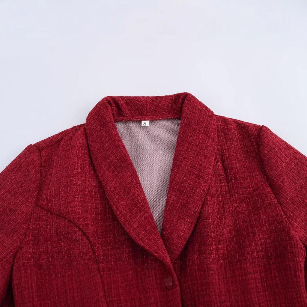 2025 Spring Women's European & American Style Shawl Collar Waist-Hugging Dress with Short Sleeves