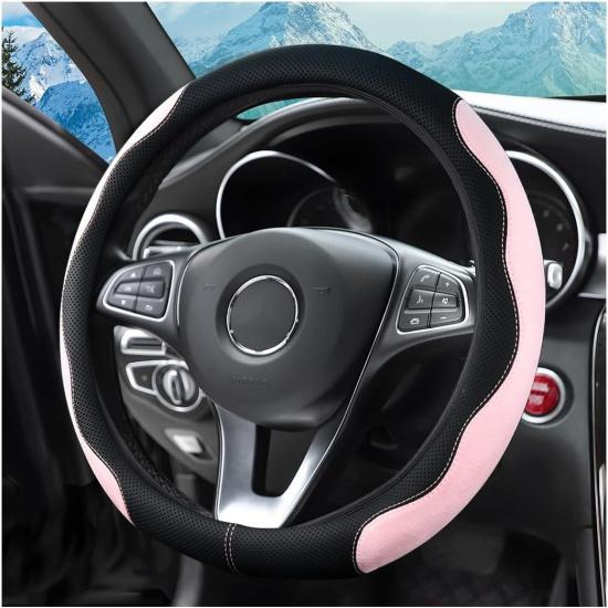 14.5 -15  Car Steering Wheel Cover, Auto Interior Wheel Protector with Pink