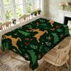 Christmas Reindeer Holly Berry Rectangle Table Cloth Holiday Party Decor Reusable Tablecloth for Indoor Banquet Christmas Decor