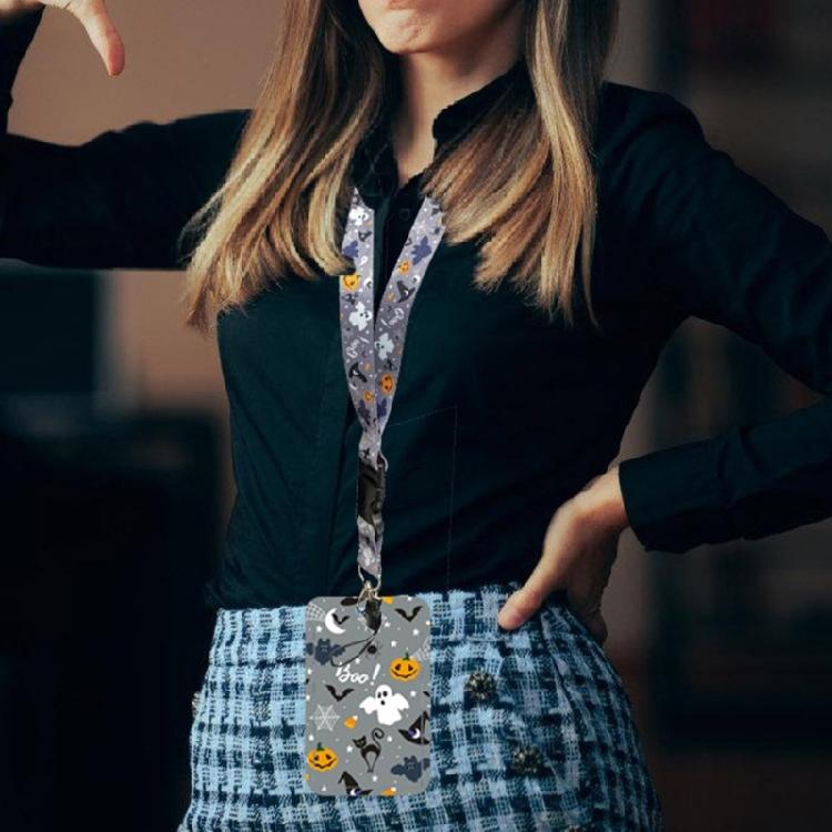 Retractable Badge Holder Halloween Lanyard with Badge Reels Carabiner Clip Neck Strap for Teacher Nurse Doctor