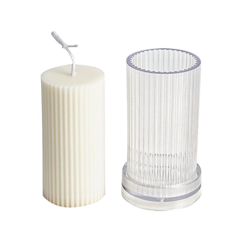 DIY Cylindrical Candle Mold Fine Stripe Acrylic Mold 7.5X5cm Geometric Cylindrical Mold DIY Candle Decoration Production Mold