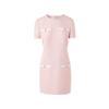 LANCY Round Neck Button-Detail Short Sleeve Dress