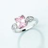925 Sterling Silver Fashionable and Versatile Square Pink Diamond Women's Ring, Niche Jewelry, European and American Accessories