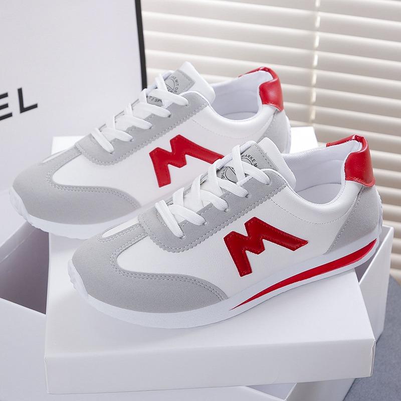 Rundt hode Deep Mouth Sneakers Lett Allsidig Pustende Cross Lace Fritidssport Hvite Sko Forrest Gump Sko Tennis Sneaker
