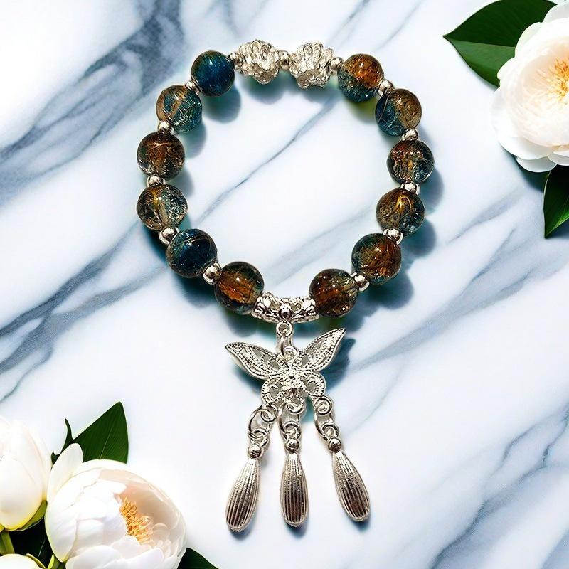 Super Fairy Forest Gradient Glass Bracelet - Chic Chinese Style Gift for Women and Best Friends, Lightweight Luxury Accessory