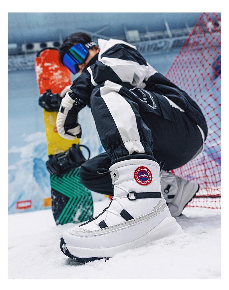 Unisex Snow Boots with Fleece Lining, Women's Cold-Resistant Travel Shoes, Non-Slip Waterproof Men's Footwear